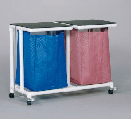 Standard Jumbo - Double Hamper with Bags 4 Casters 55 gal. - VL JH2 FP MESH BLUE