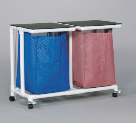 Standard Jumbo - Double Hamper with Bags 4 Casters 55 gal. - VL JH2 FP MASH WHITE