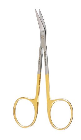 Miltex - Conjunctival Scissors Wilmer-Converse 4-1/2 Inch Length OR Grade German Stainless Steel / Tungsten Carbide NonSterile Finger Ring Handle Angled Blade Sharp Tip / Sharp Tip - 18-1440TC