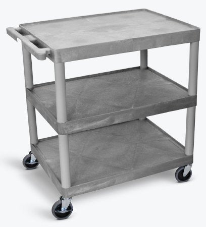 Luxor - Utility Cart Polyethylene Plastic 32 X 24 X 33 Inch Gray Shelves Flush with Lip - HE33-G