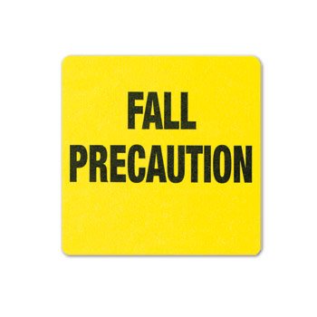 Barkley - Pre-Printed Label Advisory Label Yellow Plastic Fall Precaution Black Alert Label 2-1/2 X 2-1/2 Inch - 1646-45