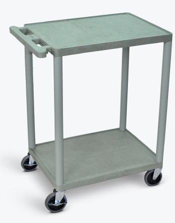 Luxor - Utility Cart Polyethylene Plastic 24 X 18 X 33 Inch Gray Shelves Fat with Lip - HE32-G