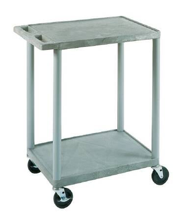 Luxor Utility Cart Polyethylene Plastic 24 X 18 X 33 Inch 2 Shelves Gray - HE32-G