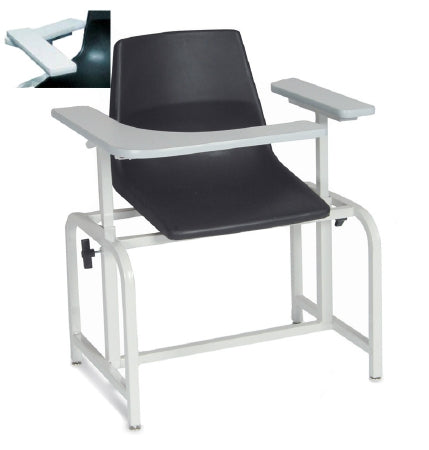 Winco Winco 571P Blood Drawing Chair Single Fixed Armrest / Single Pivot Armrest Black Seat / Gray Frame - 2571-PR