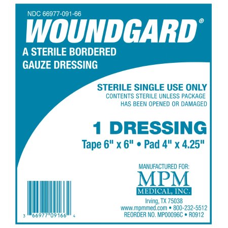 WoundGard - Adhesive Dressing 6 X 6 Inch Gauze Square White Sterile - MP00096C