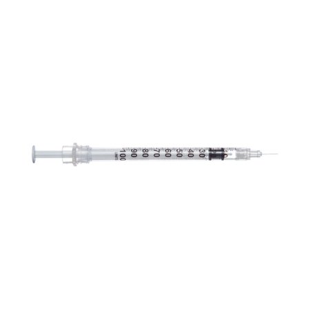 Sol-Care - Insulin Syringe with Needle 1 mL 28 Gauge 1/2 Inch Regular Wall Retractable Safety Needle - 100071IM