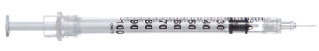 Sol-Millennium Medical Sol-Care Insulin Syringe with Needle 1 mL 28 Gauge 1/2 Inch Attached Needle Retractable Needle - 100071I