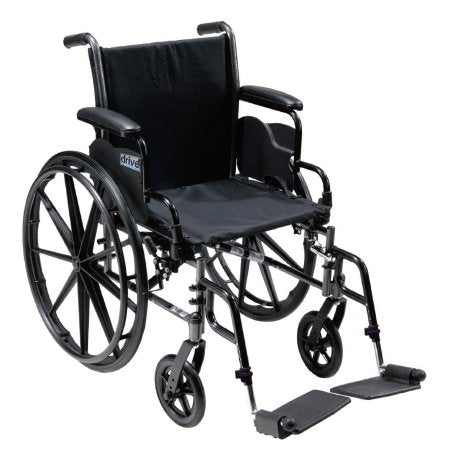 Drive Medical Cruiser III Lightweight Wheelchair Dual Axle Full Length Arm Flip Back, Padded, Removable Arm Style Mag Wheel Black 20 Inch Seat Width 350 lbs. Weight Capacity - K320DFA-SF
