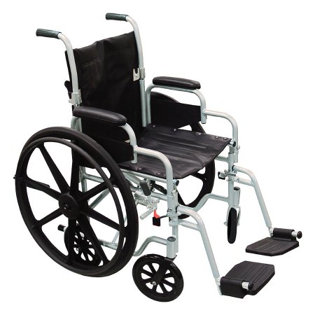 drive Poly-Fly - Lightweight Transport Chair Aluminum Frame with Silver Finish 250 lbs. Weight Capacity Fixed Height / Padded Arm Black Upholstery - TR18