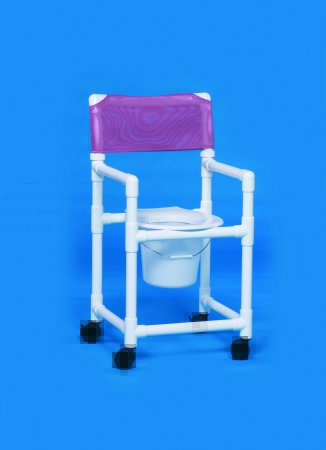Standard - Commode / Shower Chair Fixed Arm PVC Frame Mesh Back 18 Inch Seat Width - VL SC20 P