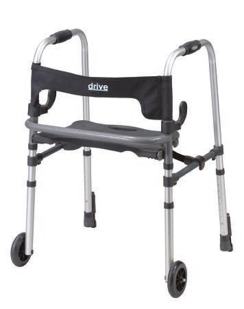 Drive Medical Clever-Lite LS Dual Release Folding Walker Fixed Height Aluminum Frame 300 lbs. Weight Capacity 29-1/2 to 39 Inch Height - 10233