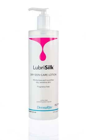 DermaRite Industries LubriSilk Hand and Body Moisturizer 16 oz. Pump Bottle Unscented Lotion - 00166P