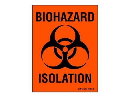 Shamrock - Pre-Printed Label Warning Label Fluorescent Red Biohazard Isolation / Symbol Black Biohazard 3 X 4 Inch - SBH-9