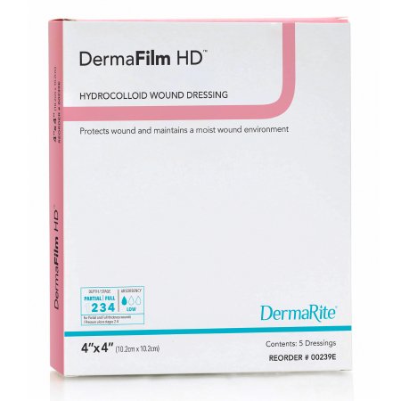 DermaFilm HD - Hydrocolloid Dressing 4 X 4 Inch Square Sterile - 00239E