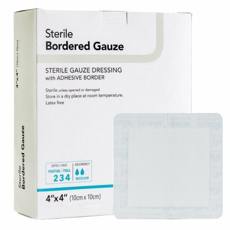DermaRite Bordered Gauze - Adhesive Dressing 6 X 6 Inch Gauze Square White NonSterile - 00256