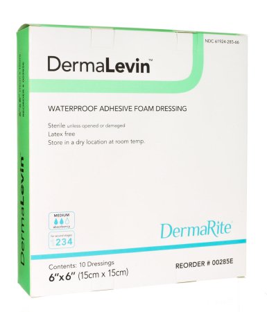 DermaRite Industries DermaLevin Foam Dressing 6 X 6 Inch Square Adhesive with Border Sterile - 00285E