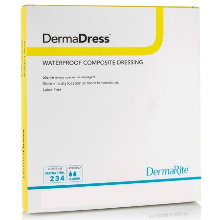 DermaDress - Composite Dressing Waterproof 4 X 4 Inch Polyester / Rayon / Nonwoven Sterile - 00276E