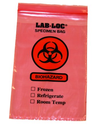 Elkay Plastics Lab-Loc Specimen Transport Bag with Document Pouch 6 X 9 Inch Low Density Polyethylene Biohazard Symbol / Storage Instructions Zip Closure NonSterile - LAB20609YE