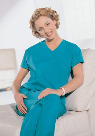 Hospitex / Encompass Group Synergy Scrub Shirt Medium Jade Green 2 Pockets Short Cap Sleeves Female - 46851-135