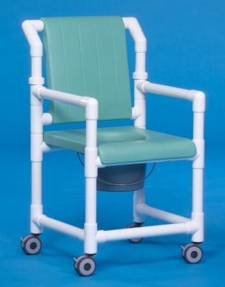 IPU - Commode / Shower Chair ipu Fixed Arm PVC Frame With Backrest 17-1/4 Inch Seat Width - SCC701