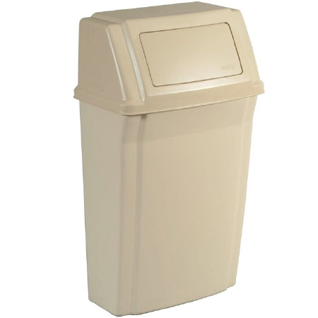 Saalfeld Redistribution Slim Jim Profile Series Trash Can 15 gal. Wall Mount Beige Polypropylene / ABS Plastic Push Open - FG782200BEIG