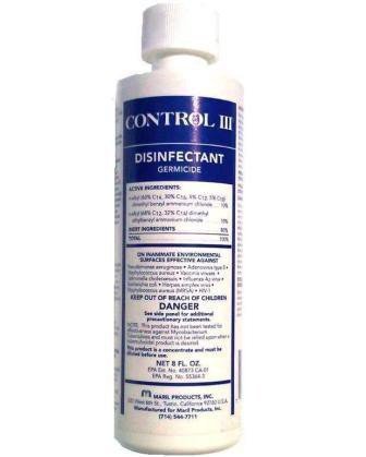 Maril Products Control III Surface Disinfectant Cleaner Ammoniated Liquid Concentrate 8 oz. Bottle Mild Scent - C3/DISH/12