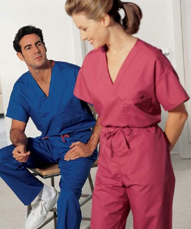 Hospitex / Encompass Group A-1 Scrub Shirt Large White 1 Pocket Short Set-In Sleeves Unisex - 46885-107