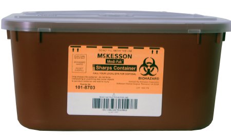 McKesson McKesson Sharps Container 2-Piece 5 H X 10 W X 7 D Inch 1 Gallon Red Horizontal Entry Lid - 101-8703