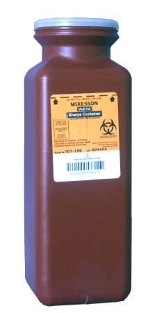 McKesson McKesson Sharps Container 2-Piece 10 H X 3-1/2 W X 3-1/2 D Inch 1.7 Quart Red Vertical Entry Lid - 101-185
