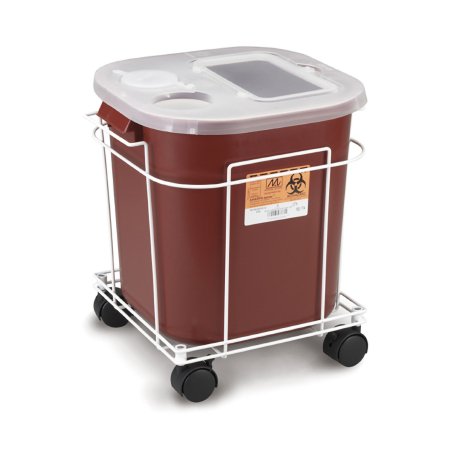 McKesson Brand - Sharps Container Cart 15W X 13L X 15H Inch, White, Wire Formed, Locking Casters - 8790