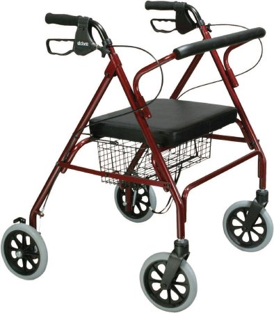 Drive Medical Go-Lite Bariatric 4 Wheel Rollator Red Steel Frame - 10215RD-1