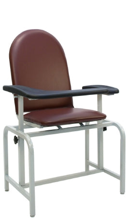Winco Blood Drawing Chair Single Adjustable Flip Armrest Burgundy - 2573-14