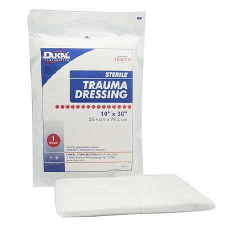 Dukal - Trauma Dressing Nonwoven 1-Ply 10 X 30 Inch Rectangle Sterile - 1030TD
