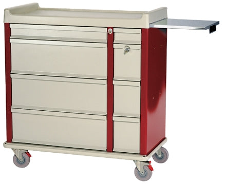 Harloff OptimAL Line Punch Card Medication Cart Aluminum 45.75 H X 43 W X 23.5 D Inch 8 Drawers Red - AL600PC