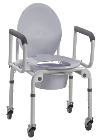 Drive Medical Drive Commode Chair drive Padded Drop Arm Steel Frame 18 to 24 Inch Height - 11101W-2