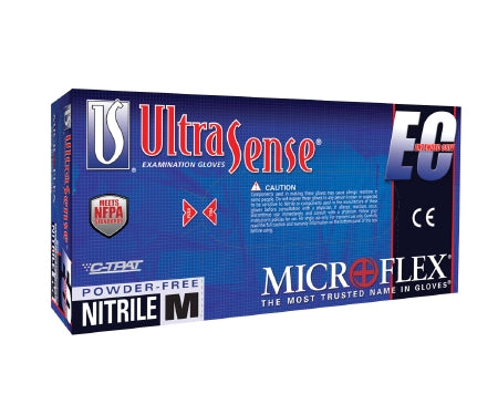 Microflex Medical Ultrasense EC Exam Glove Small NonSterile Nitrile Standard Cuff Length Textured Fingertips Blue Not Chemo Approved - USE-880-S