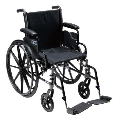 Drive Medical Cruiser III Lightweight Wheelchair Dual Axle Full Length Arm Flip Back, Padded, Removable Arm Style Mag Wheel Black 18 Inch Seat Width 300 lbs. Weight Capacity - K318DFA-SF
