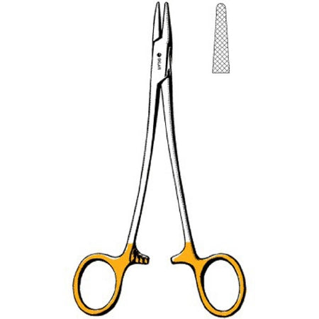 Sklar Sklar TC Needle Holder 6 Inch Straight, Serrated Tip Finger Ring Handle - 21-2060