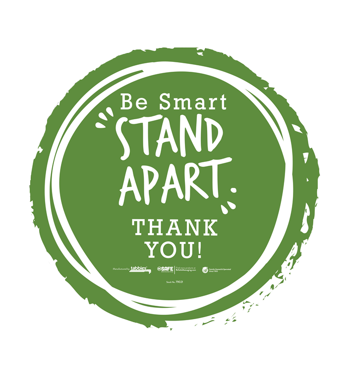 BeSafe Messaging Food Service Floor Decals - Green, 12" x 12", Pack of 6 