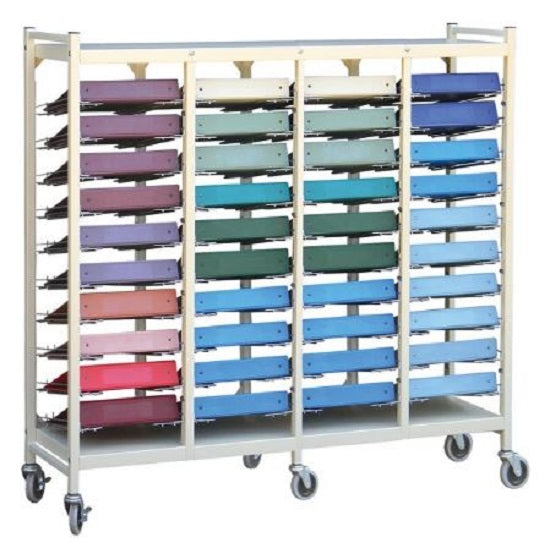Omnimed Horizontal Open Style Chart Rack (Wired Dividers 1-4 Tier), Beige