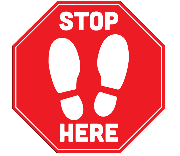 BeSafe Messaging Commercial Carpet Decals - Red & White, 12" x 12", Pack of 6
