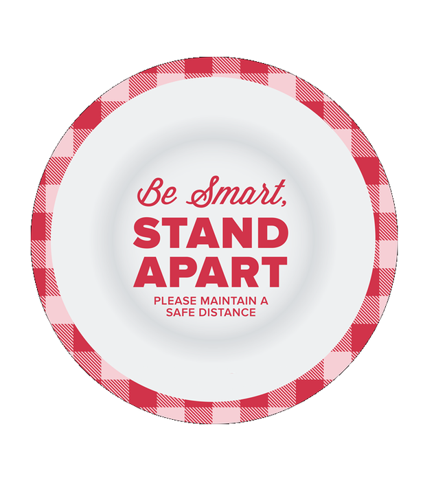 BeSafe Messaging Food Service Floor Decals - Red & White, 12" x 12", Pack of 6