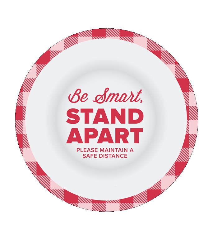 BeSafe Messaging Food Service Floor Decals - Red & White, 12" x 12", Pack of 6