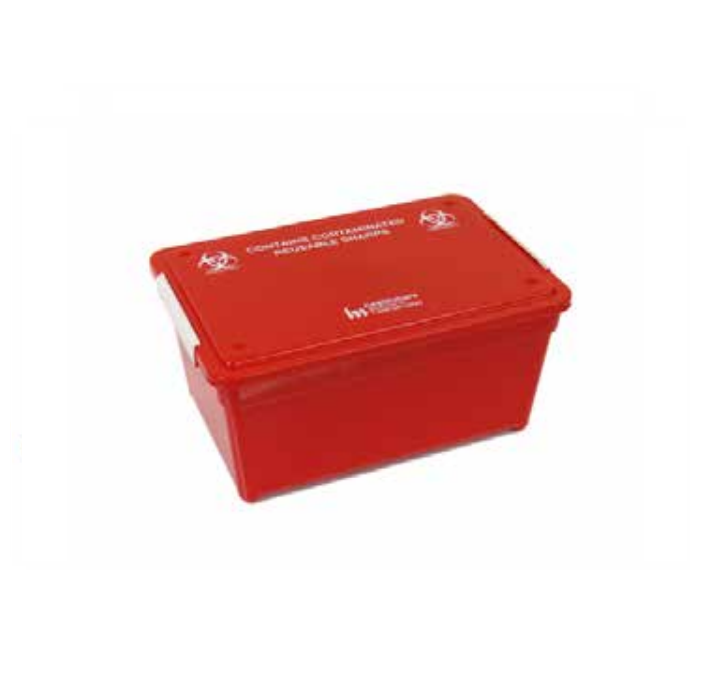 Healthmark SST Instrument Retrieval - SST Tray - Solid Top-RD with latch, 10 x 7 x 6 In - SST-105 RD LTCH