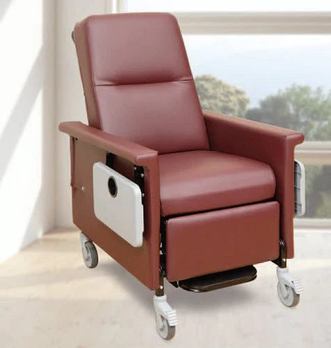 54 Series - Recliner Chair Cranberry Vinyl 5 Inch Casters - 547T96-S7-G