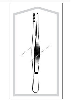 Sklar Econo Dressing Forceps 4-1/2 Inch Floor Grade Stainless Steel Sterile Thumb Handle Straight Serrated, Blunt Tip - 96-2688