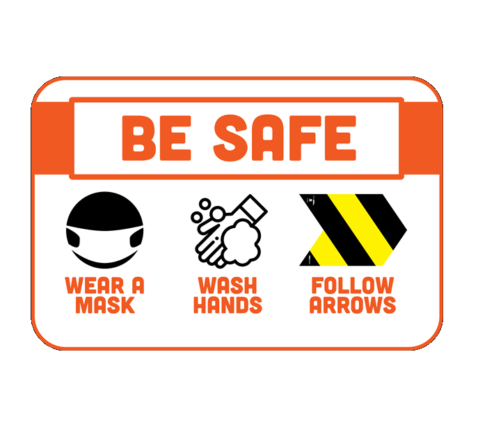BeSafe Messaging Facilities Wall Decals - Orange & White, 6" x 9", 3 per Pack