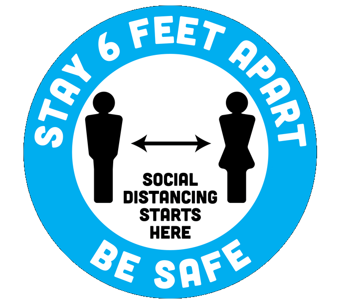 BeSafe Messaging Education Floor Decals - Blue & White, 12" x 12", 6 Per pack