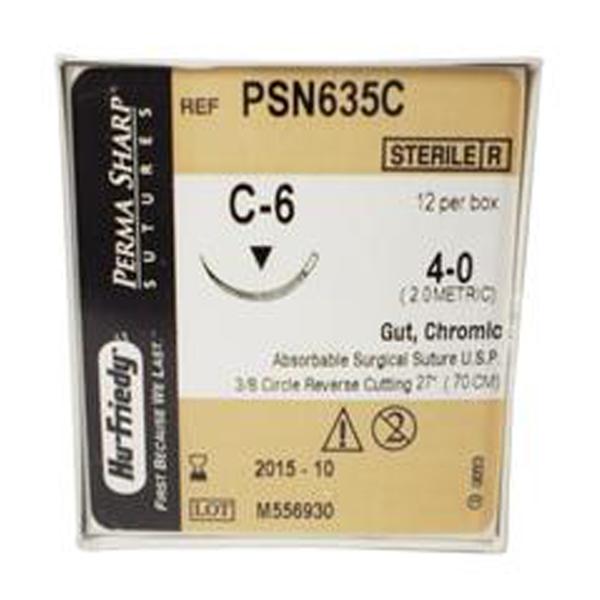 Hu-Friedy (Hufriedy) Suture 5-0 Chromic Gut C-6 Perma Sharp Undyed 27" Monofilament 12/Bx - PSN634C