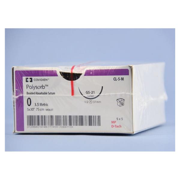 Medtronic MITG-Covidien Suture 0 Polyester Gs-21 Polysorb Violet 30" Braid 12/Ca - CL5M